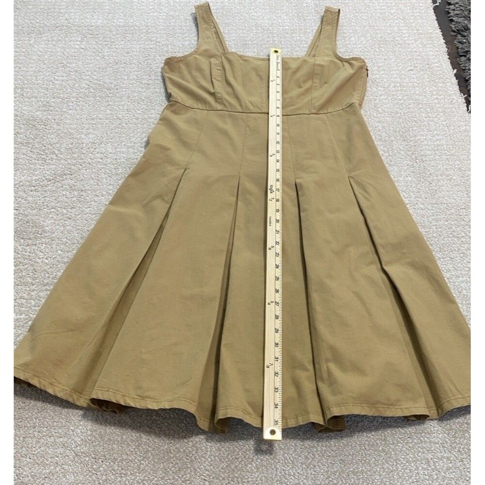 J.CREW Beige Pleated Smocked Square Neck A-Line Cotton Knee Dress Size 10 - Picture 12 of 15